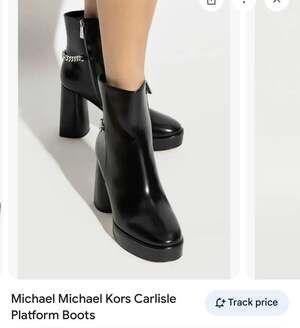 MICHAEL Michael Kors Carlisle Black Leather Platform Bootie with Gold Chain
